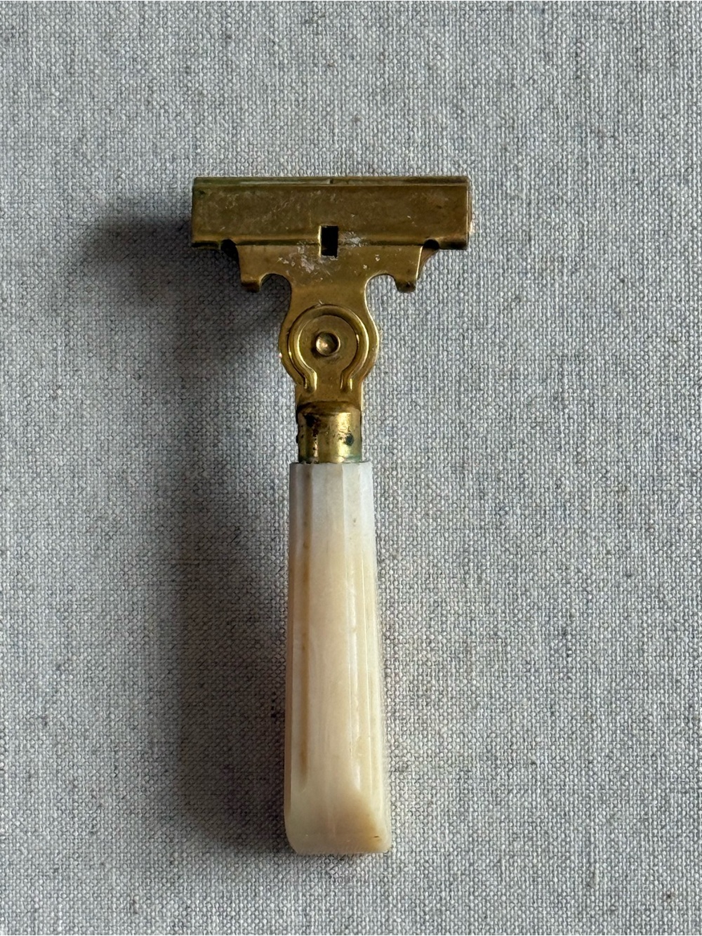 Brass and Cream Vintage-Style Safety Razor Handle